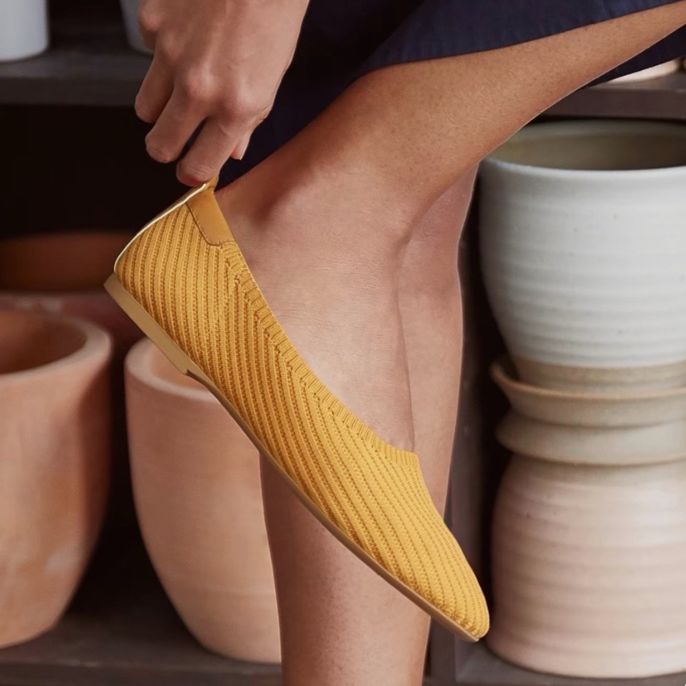 Everlane Mustard Yellow Knit Ballet Flats - Picture 2 of 7